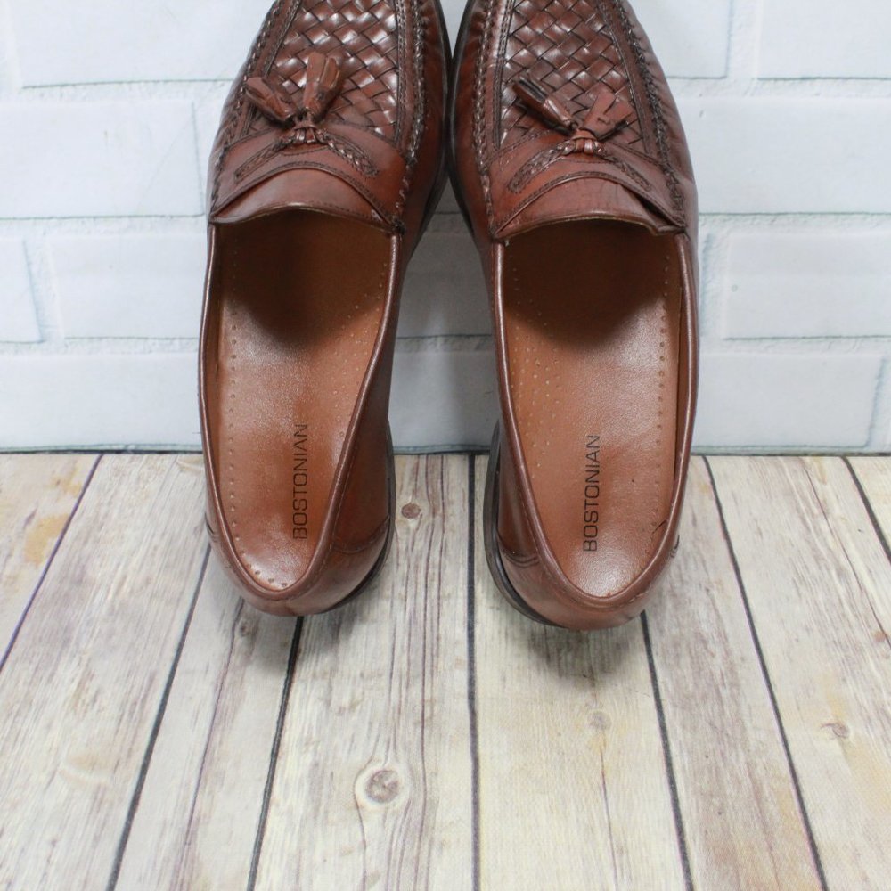 Bostonian Brown Woven Top Leather Tassel Loafers Dress Shoes Size 11.5 M - Picture 6 of 9